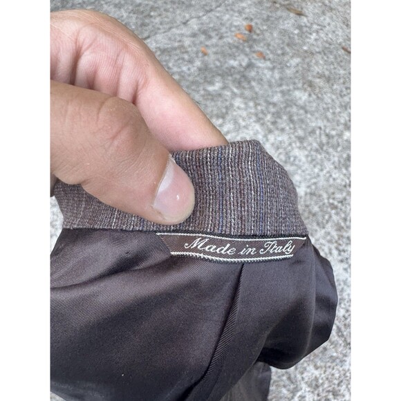 VTG 44 Ermenegildo Zegna Brown Wool Flannel Chalk Stripe Made In Italy 2 Piece - Picture 15 of 16